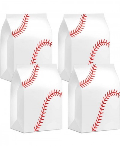 30 Pieces White Baseball Party Bags Baseball Party Favor Bags Baseball Treat Candy Bags Baseball Theme Goody Bags for Kids Ad...