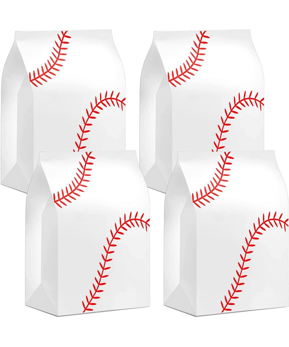 30 Pieces White Baseball Party Bags Baseball Party Favor Bags Baseball Treat Candy Bags Baseball Theme Goody Bags for Kids Ad...