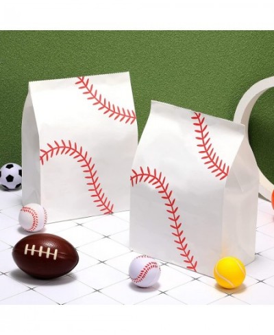 30 Pieces White Baseball Party Bags Baseball Party Favor Bags Baseball Treat Candy Bags Baseball Theme Goody Bags for Kids Ad...