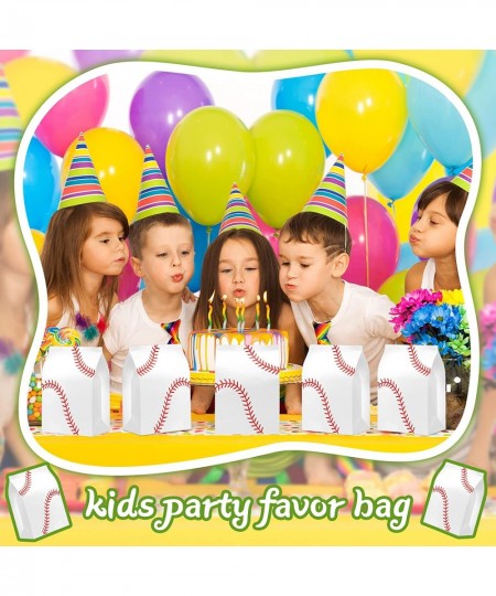 30 Pieces White Baseball Party Bags Baseball Party Favor Bags Baseball Treat Candy Bags Baseball Theme Goody Bags for Kids Ad...