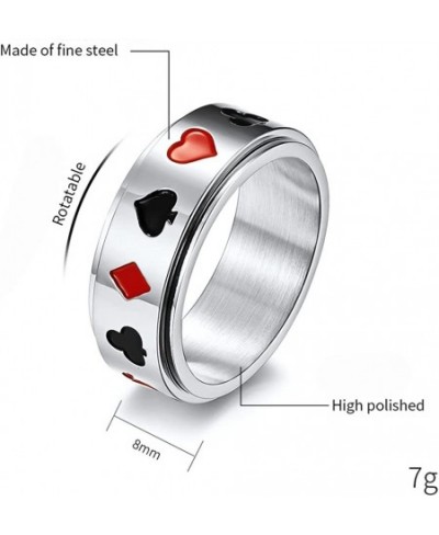 Poker Aces Spinner Rings for Men Boys Women Rotating Stress Relief Fidget Playing Cards Game Biker Spade Band Anxiety Finger ...