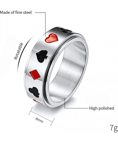 Poker Aces Spinner Rings for Men Boys Women Rotating Stress Relief Fidget Playing Cards Game Biker Spade Band Anxiety Finger ...