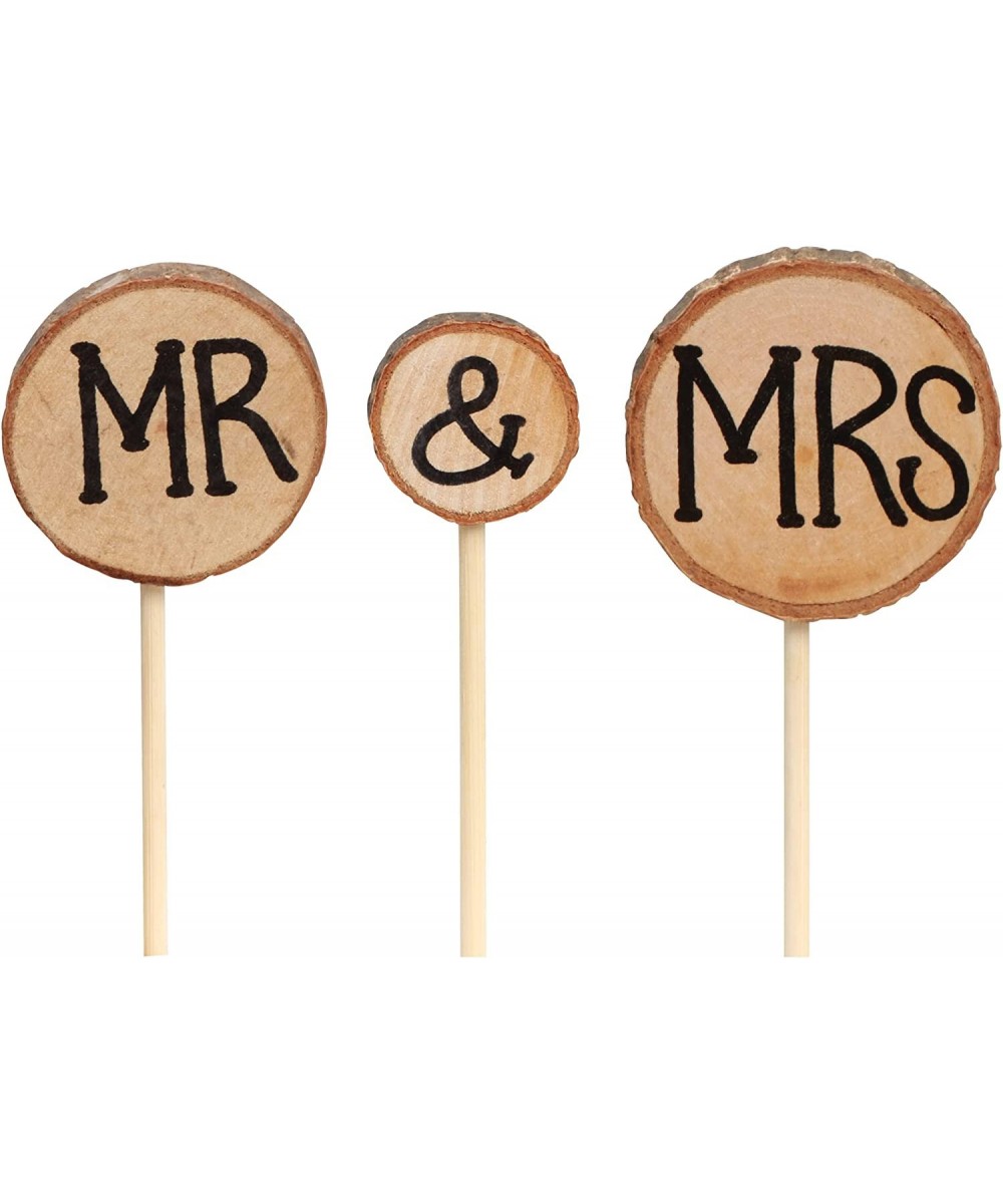 Mr and Mrs Cake Topper - Natural Wood Cake Decoration for Chic Rustic Wedding Wedding Cake Topper with Bark for Wedding Anniv...