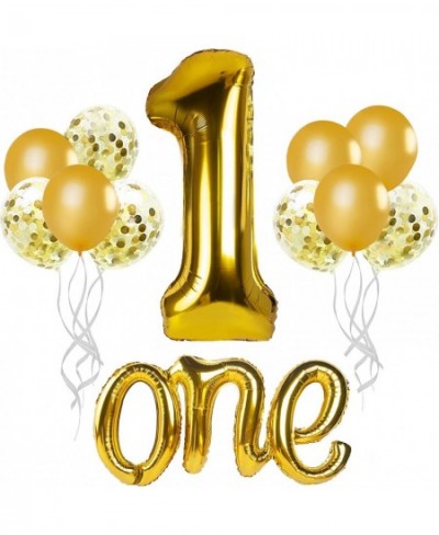 Large - Gold One Balloon for First Birthday 40 Inch Number 1 Balloon Gold 1st Birthday Balloons Confetti Balloons Gold 1 Ball...