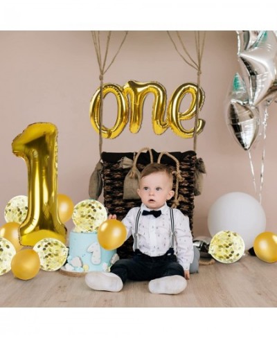 Large - Gold One Balloon for First Birthday 40 Inch Number 1 Balloon Gold 1st Birthday Balloons Confetti Balloons Gold 1 Ball...