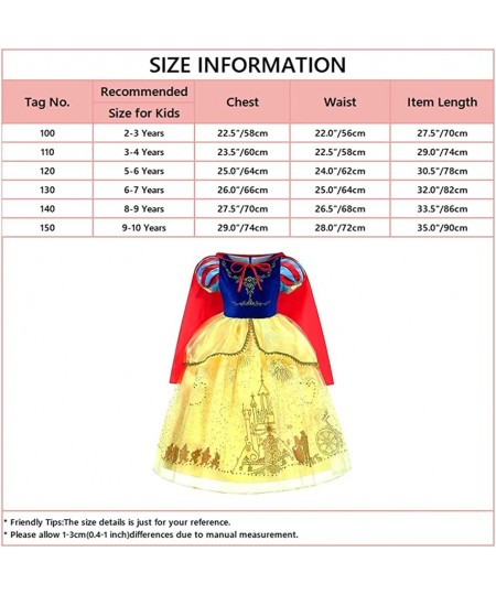 Girls Princess Snow White Costume Fancy Dress Halloween Christmas Party Birthday Evening Gown (w/Accessories) $61.75 - Kids' ...