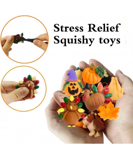 60 Pcs Thanksgiving Day Mochi Squishy Toys Mini Cute Squeeze Toy Stress Reliever Anxiety Packs for Kids Thanksgiving Day Part...