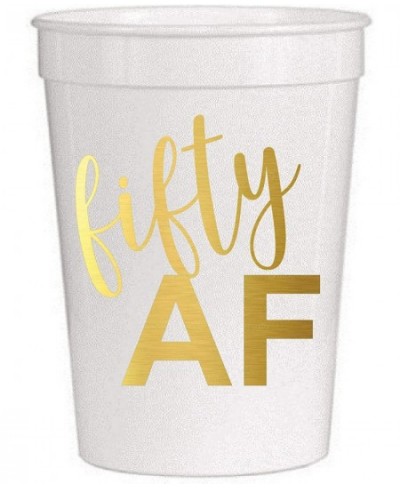 Fifty AF White Cups- Set of 10- 50th Birthday Plastic Cups - 50th Birthday Party Stadium Cups - 50th Birthday Decorations Whi...