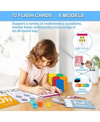 Magnetic Ten-Frame Set Math Manipulatives 142pcs Kit 5 Frames + 55 Magnetic Math Counters + 5 Dice + 72 Math Flash Cards + 4 ...