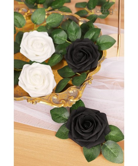 Artificial Flowers Fake Foam Rose with Stems for Wedding Party DIY Bouquets Baby Shower Home Decoration 30pcs Black White $21...