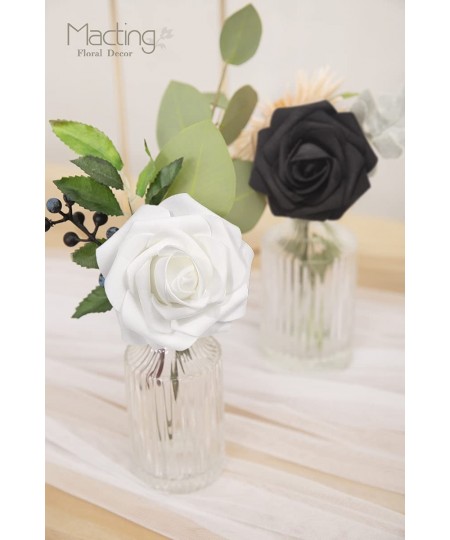 Artificial Flowers Fake Foam Rose with Stems for Wedding Party DIY Bouquets Baby Shower Home Decoration 30pcs Black White $21...