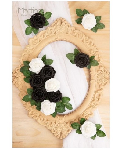 Artificial Flowers Fake Foam Rose with Stems for Wedding Party DIY Bouquets Baby Shower Home Decoration 30pcs Black White $21...