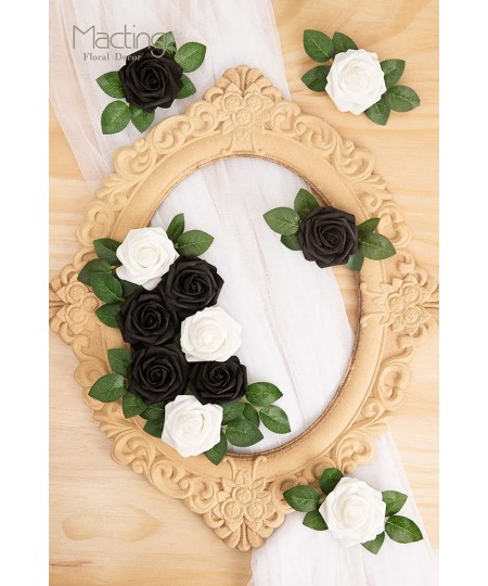 Artificial Flowers Fake Foam Rose with Stems for Wedding Party DIY Bouquets Baby Shower Home Decoration 30pcs Black White $21...