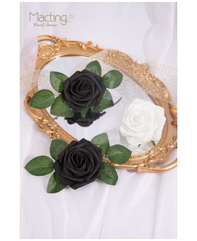 Artificial Flowers Fake Foam Rose with Stems for Wedding Party DIY Bouquets Baby Shower Home Decoration 30pcs Black White $21...