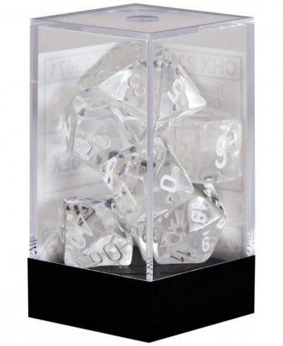 Transulcent Polyhedral Dice Set Clear with White $23.21 - Game Accessories