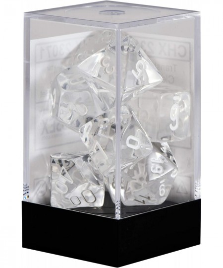 Transulcent Polyhedral Dice Set Clear with White $23.21 - Game Accessories