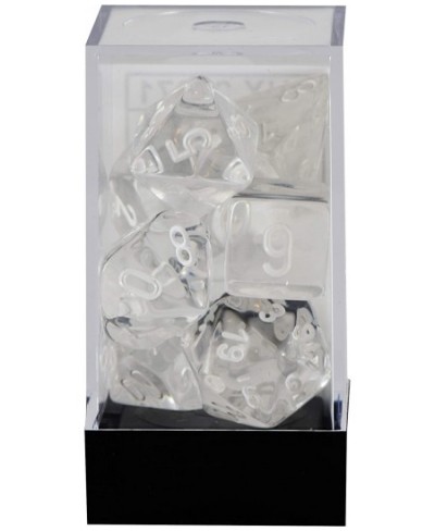 Transulcent Polyhedral Dice Set Clear with White $23.21 - Game Accessories