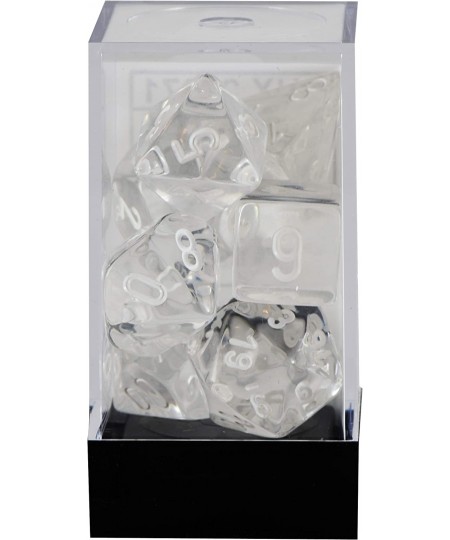 Transulcent Polyhedral Dice Set Clear with White $23.21 - Game Accessories