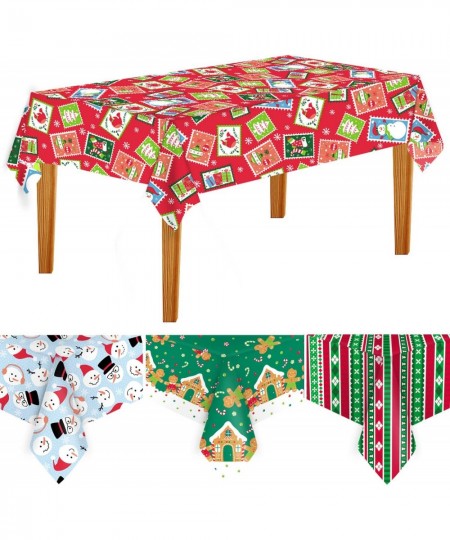 Christmas Tablecloths Table Cover 4 Pack 52 x 87 Inches Rectangle Disposable Waterproof Plastic Christmas Tablecloth New Year...