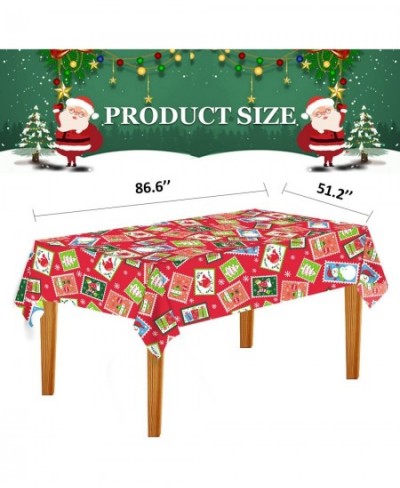 Christmas Tablecloths Table Cover 4 Pack 52 x 87 Inches Rectangle Disposable Waterproof Plastic Christmas Tablecloth New Year...