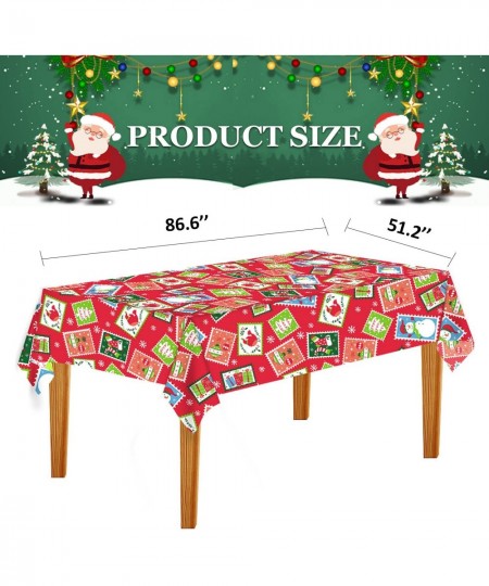 Christmas Tablecloths Table Cover 4 Pack 52 x 87 Inches Rectangle Disposable Waterproof Plastic Christmas Tablecloth New Year...