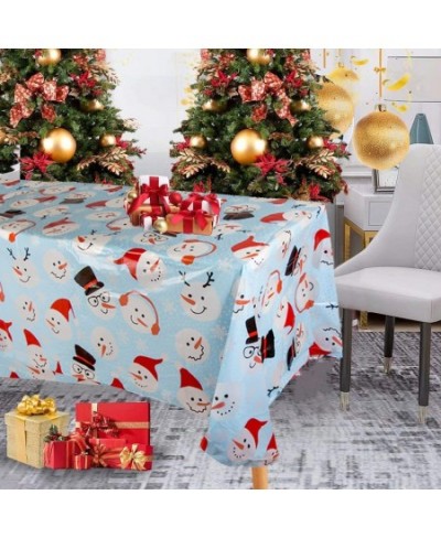 Christmas Tablecloths Table Cover 4 Pack 52 x 87 Inches Rectangle Disposable Waterproof Plastic Christmas Tablecloth New Year...