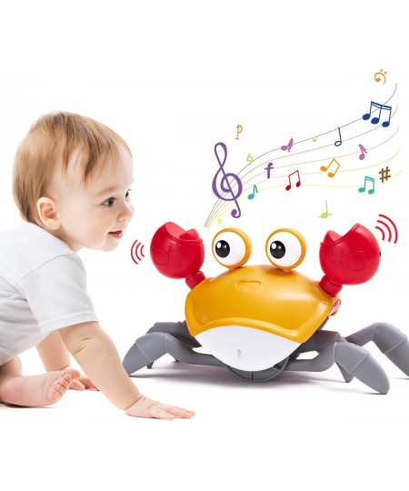 Crawling Crab Baby Toys with Music and LED Light for Kids Toddles - Interactive Infrared Induction RC Toys with Automatically...