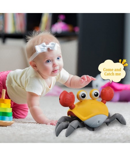 Crawling Crab Baby Toys with Music and LED Light for Kids Toddles - Interactive Infrared Induction RC Toys with Automatically...