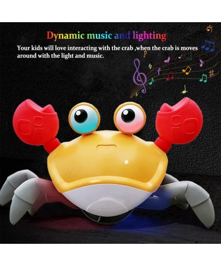 Crawling Crab Baby Toys with Music and LED Light for Kids Toddles - Interactive Infrared Induction RC Toys with Automatically...