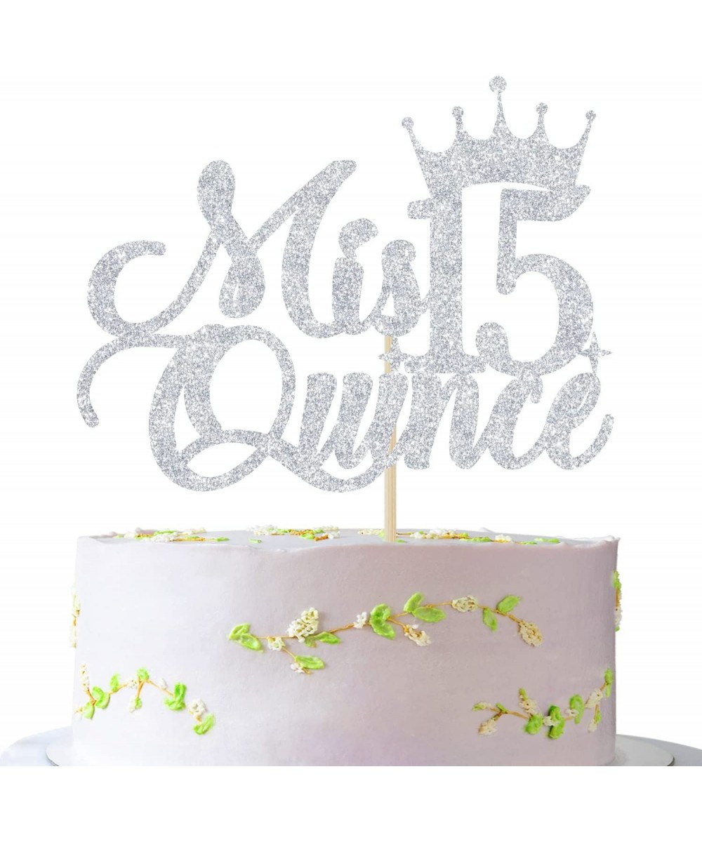 Mis Quince 15 Cake Topper Cheers to 15 Years 15th Birthday Cake Decor Happy 15th Birthday Decorations Silver Glitter $17.26 -...