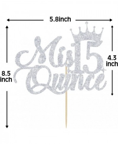 Mis Quince 15 Cake Topper Cheers to 15 Years 15th Birthday Cake Decor Happy 15th Birthday Decorations Silver Glitter $17.26 -...