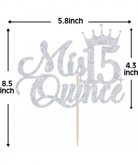 Mis Quince 15 Cake Topper Cheers to 15 Years 15th Birthday Cake Decor Happy 15th Birthday Decorations Silver Glitter $17.26 -...