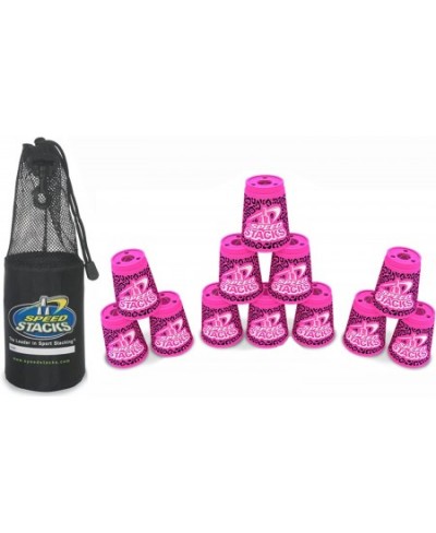 Set of 12 Competition 4" Pink Zippy Leopard Cups with Carrying Bag $109.13 - Stacking Games