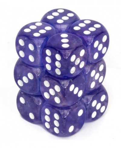 Borealis 16mm d6 Purple/White Luminary Dice Block (12 dice) (27777) $23.01 - Game Accessories