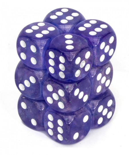 Borealis 16mm d6 Purple/White Luminary Dice Block (12 dice) (27777) $23.01 - Game Accessories