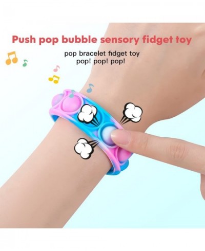 TEEGOMO7 Pack Wearable Push Pop Bubble Wristband Hand Finger Press Silicone Bracelet Fidget Toys for Kids and Adults (Bandhnu...