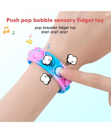 TEEGOMO7 Pack Wearable Push Pop Bubble Wristband Hand Finger Press Silicone Bracelet Fidget Toys for Kids and Adults (Bandhnu...