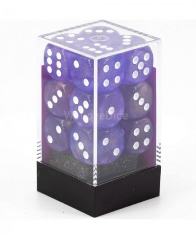 Borealis 16mm d6 Purple/White Luminary Dice Block (12 dice) (27777) $23.01 - Game Accessories