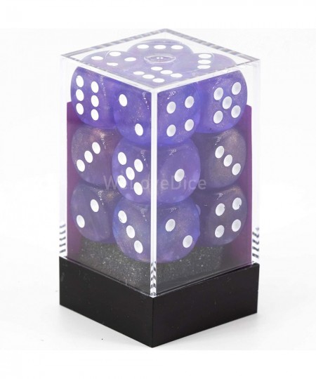 Borealis 16mm d6 Purple/White Luminary Dice Block (12 dice) (27777) $23.01 - Game Accessories