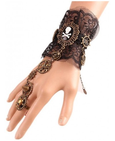 Women Gothic Pirate Skull Steampunk Gear Bracelet Jewelry Accessory Wristband with Finger Ring $20.53 - Kids' Dress-Up Access...