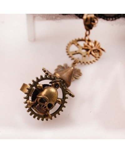 Women Gothic Pirate Skull Steampunk Gear Bracelet Jewelry Accessory Wristband with Finger Ring $20.53 - Kids' Dress-Up Access...