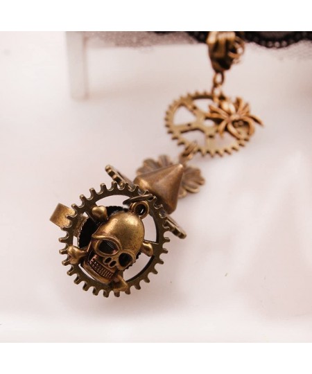 Women Gothic Pirate Skull Steampunk Gear Bracelet Jewelry Accessory Wristband with Finger Ring $20.53 - Kids' Dress-Up Access...