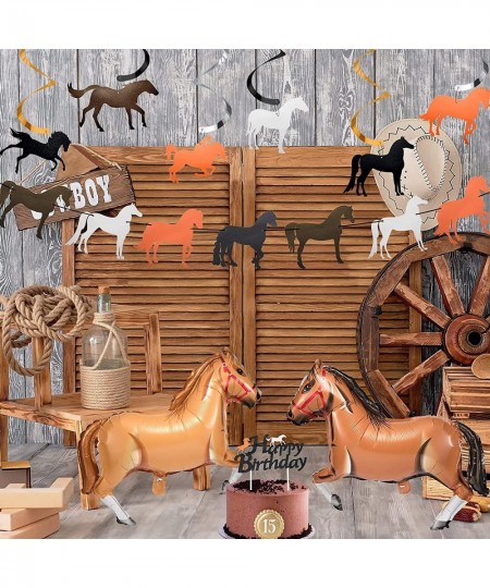 44 Pieces Horse Birthday Party Decoration Set Including Horse Happy Birthday Banner Horse Spiral Hanging Decor Cupcake Topper...