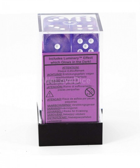 Borealis 16mm d6 Purple/White Luminary Dice Block (12 dice) (27777) $23.01 - Game Accessories