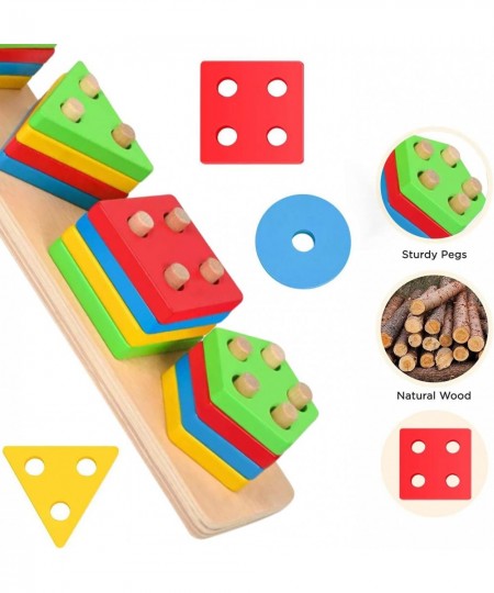 Montessori Toys for Toddlers Wooden Sorting & Stacking Toys for Toddlers and Kids Preschool Educational Toys Color Recognitio...