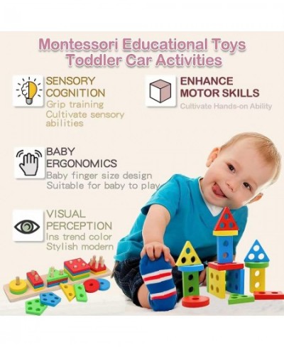 Montessori Toys for Toddlers Wooden Sorting & Stacking Toys for Toddlers and Kids Preschool Educational Toys Color Recognitio...