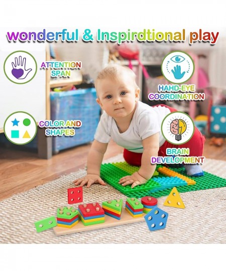 Montessori Toys for Toddlers Wooden Sorting & Stacking Toys for Toddlers and Kids Preschool Educational Toys Color Recognitio...