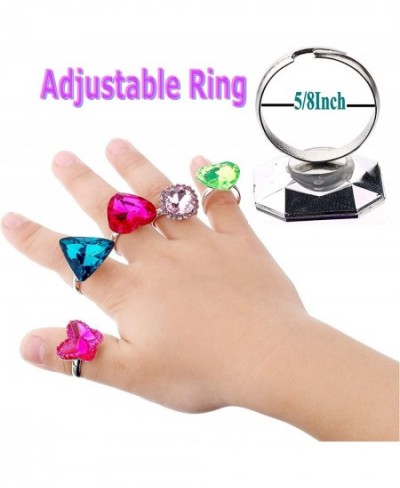 Adjustable Little Girl Jewel Rings Kids Gift Play Rings Multi Shapes Colorful Princess Pretend Jewel Rings Box Packed 12pcs $...