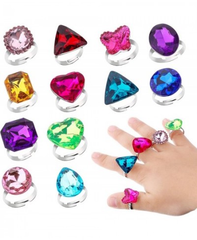 Adjustable Little Girl Jewel Rings Kids Gift Play Rings Multi Shapes Colorful Princess Pretend Jewel Rings Box Packed 12pcs $...