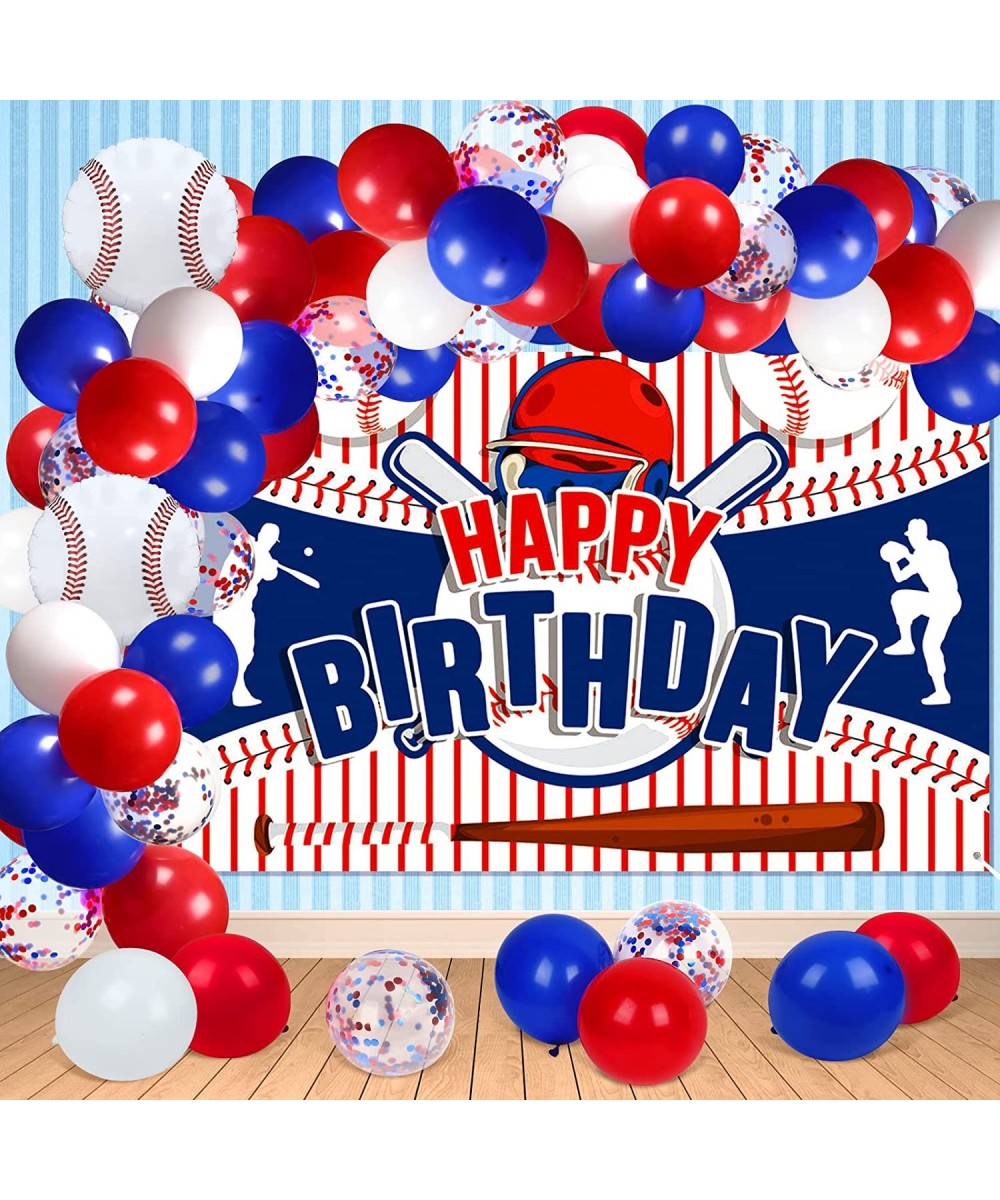 43Pcs Baseball Birthday Party Decorations Large Baseball Happy Birthday Banner and 42Pcs Baseball Party Balloons Garland Kit ...